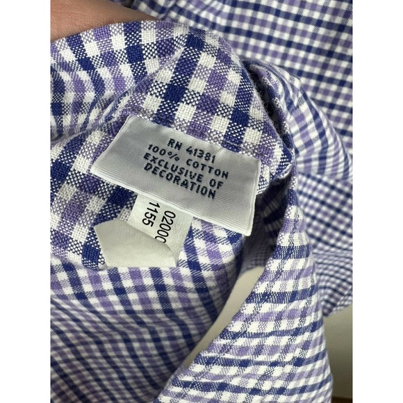 Ralph Lauren Large Purple Blue Plaid Long Sleeve Button Down Cotton Shirt - Picture 9 of 11